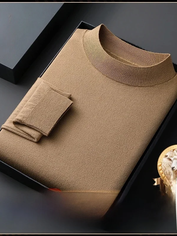 

Pierre Cardin Men's Thiened Wool Sweater round Ne Knitted Warm Base irt Pure Color Luxury Sle Casual Long Sve Top