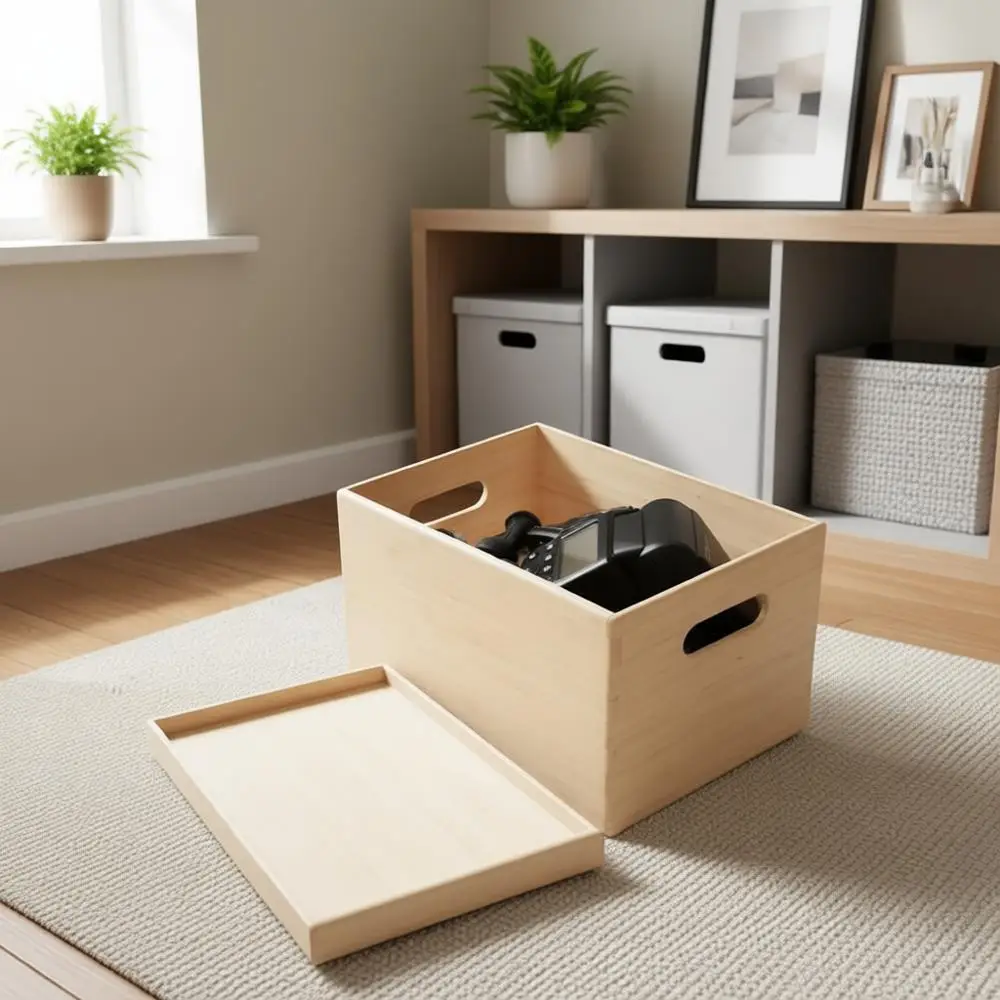 

Lidded Bamboo Storage Bins & Box, Stackable Organizer for Tableware, Clothing, Toys, Books