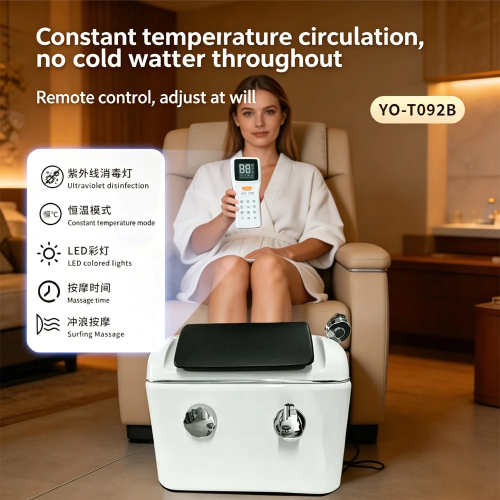 

Beauty Salon Spa Foot Basin with Constant Temperature Heating Surging Massage Pump And 7 Colors Lights & Foot Pad