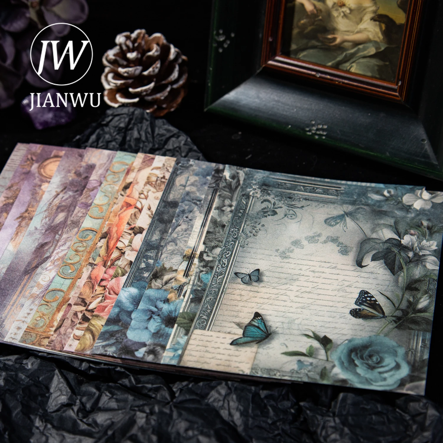 JIANWU 30 Sheets Baroque Gardens Series Vintage Flower Decor Material Paper Creative DIY Junk Journal Collage Stationery