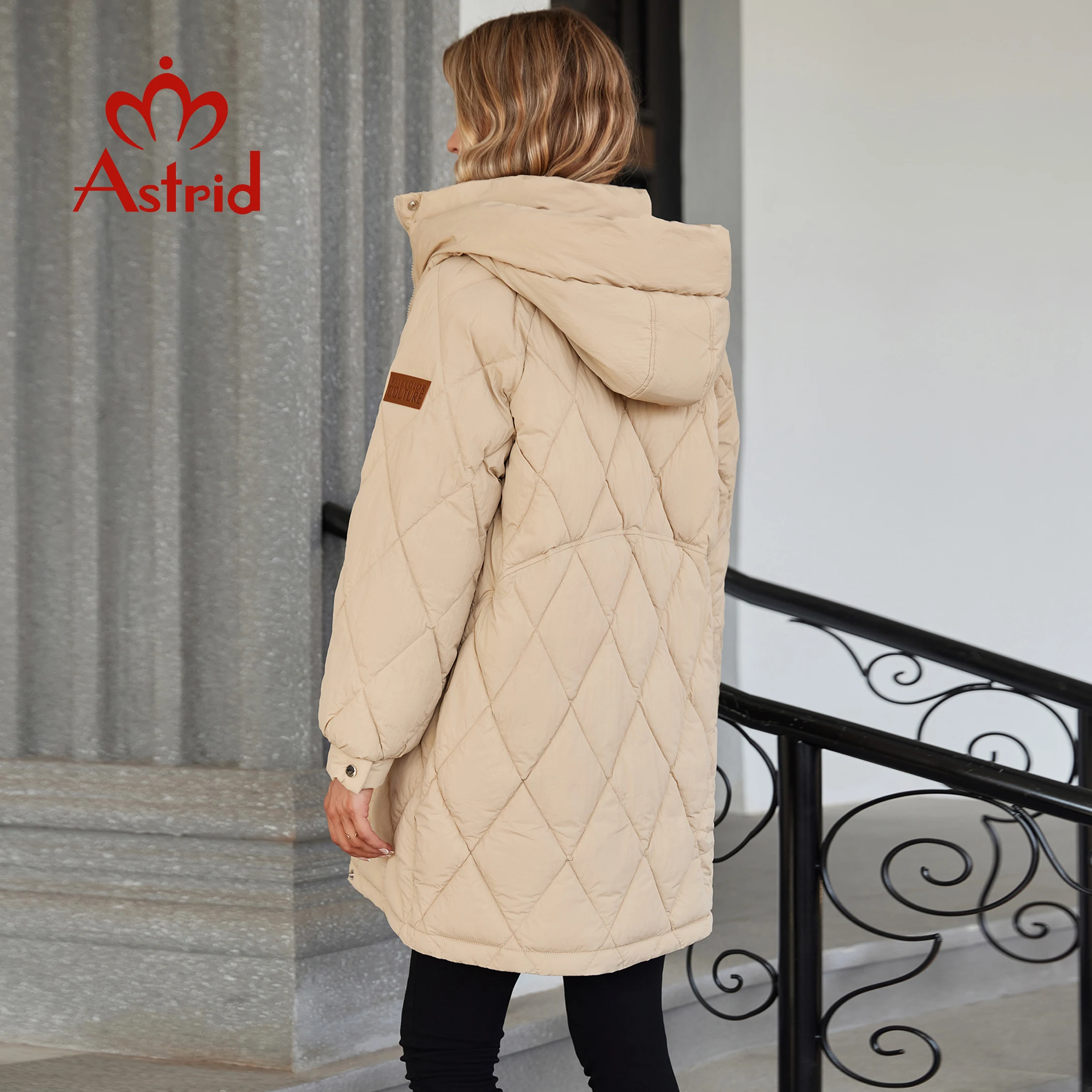 Astrid Winter Women Parka Hooded Thick Warm Padded Fashion Outerwear Long Down Jacket Quilted Coat Loose Female Clothing 20633