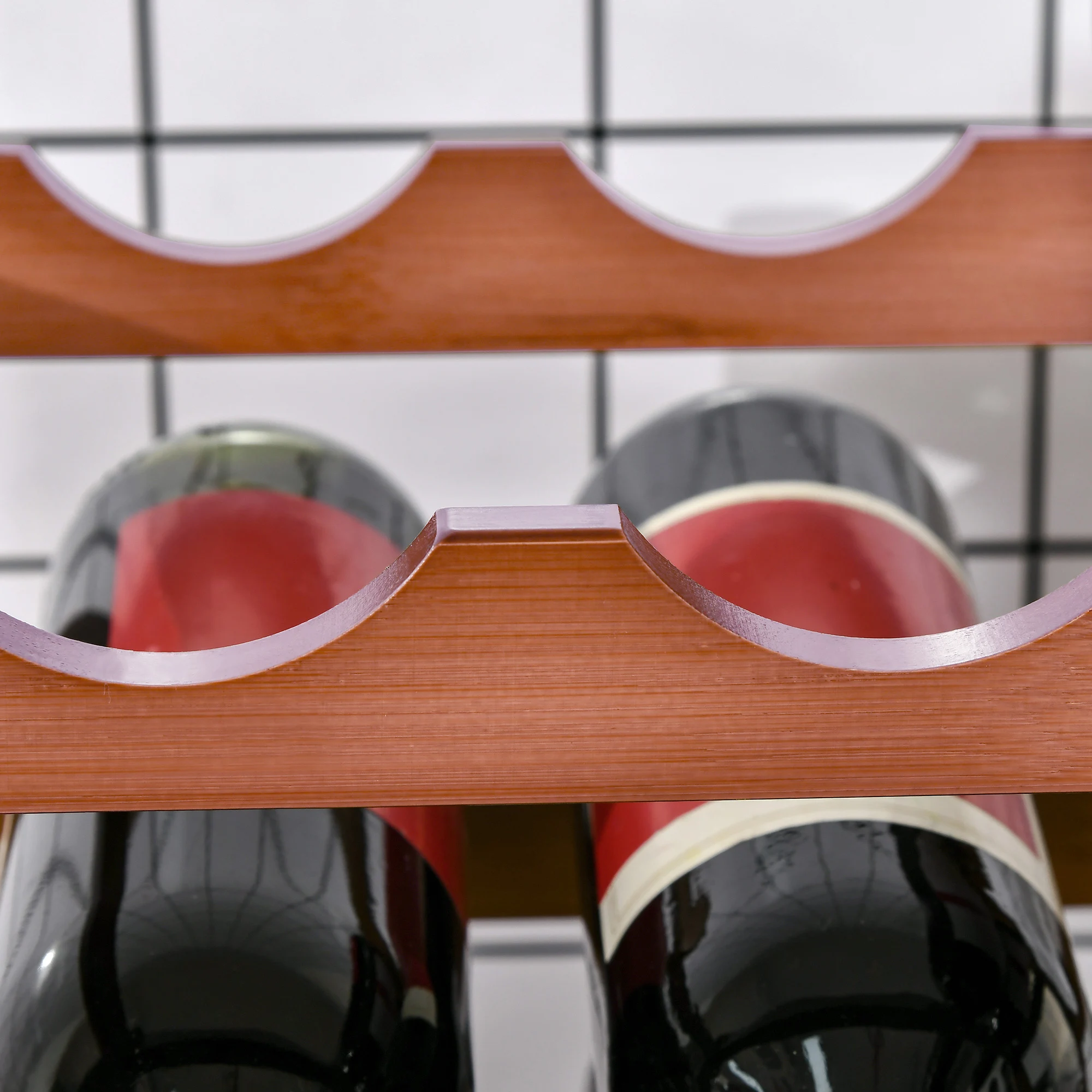HOMCOM Free Standing Wine Rack 16 Bottle Holders, Bamboo Display Shelf, Brown