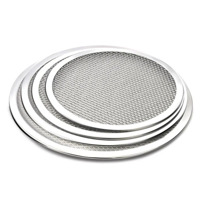 50Pcs/Lot Non stick Pizza Screen Pan Baking Tray Metal Net New Seamless Aluminum Metal Net Bakeware Kitchen Tools Pizza