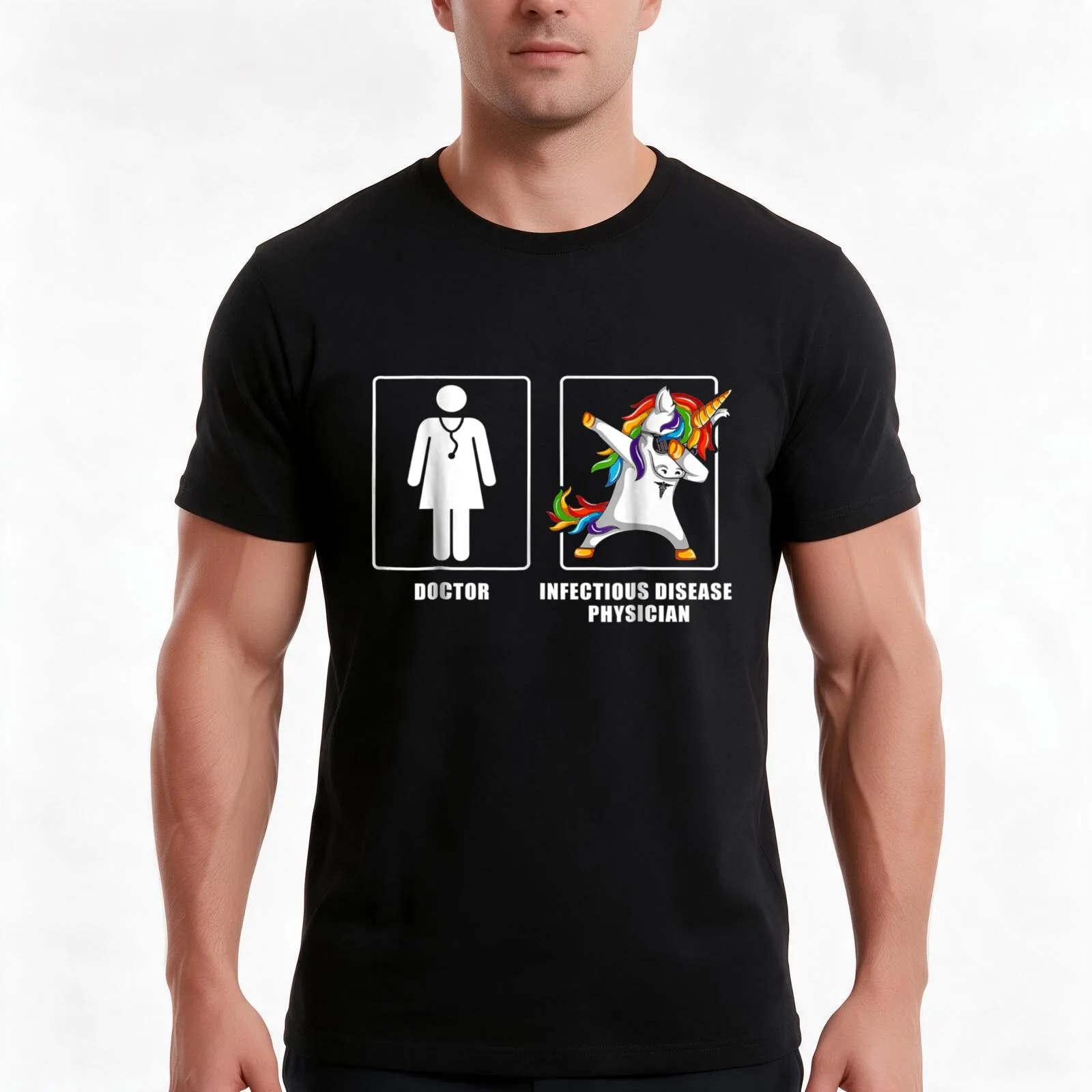 Cool Infectious Disease Physician Unicorn Funny Shirt T-Shirt, Summer Casual Cotton Tee, Oversized Streetwear Tops, 100% Cotton