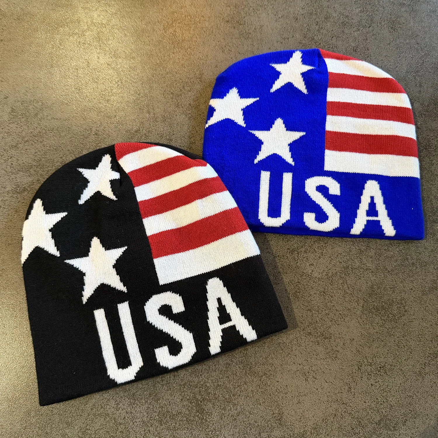 American Style National Flag Graphic Print Casual Hat Keep Warm Winter Skullcap Stretchable Beanie Unisex