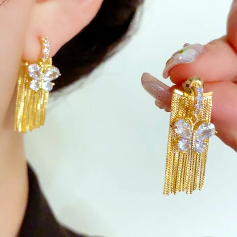 

Beautiful Butterfly Tassel Earrings Creative New Women Fashion Jewelry Earings Multi Function Double Sided Design