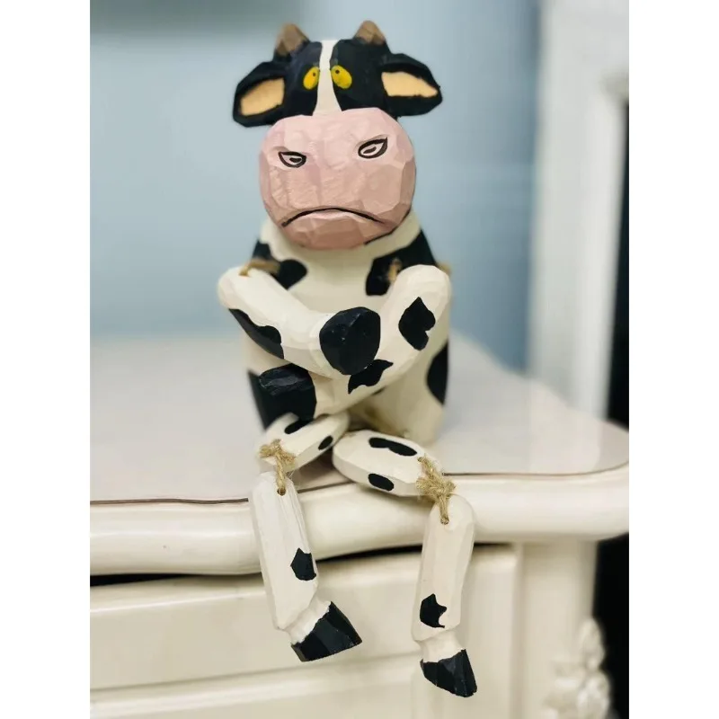 يتأرجح الساق الدب الخشب الحرفية الكوميدية الحيوان النحت خمر نمط غرفة المعيشة عرض فناء بونساي ديكور المنزل هدية روح الدعابة