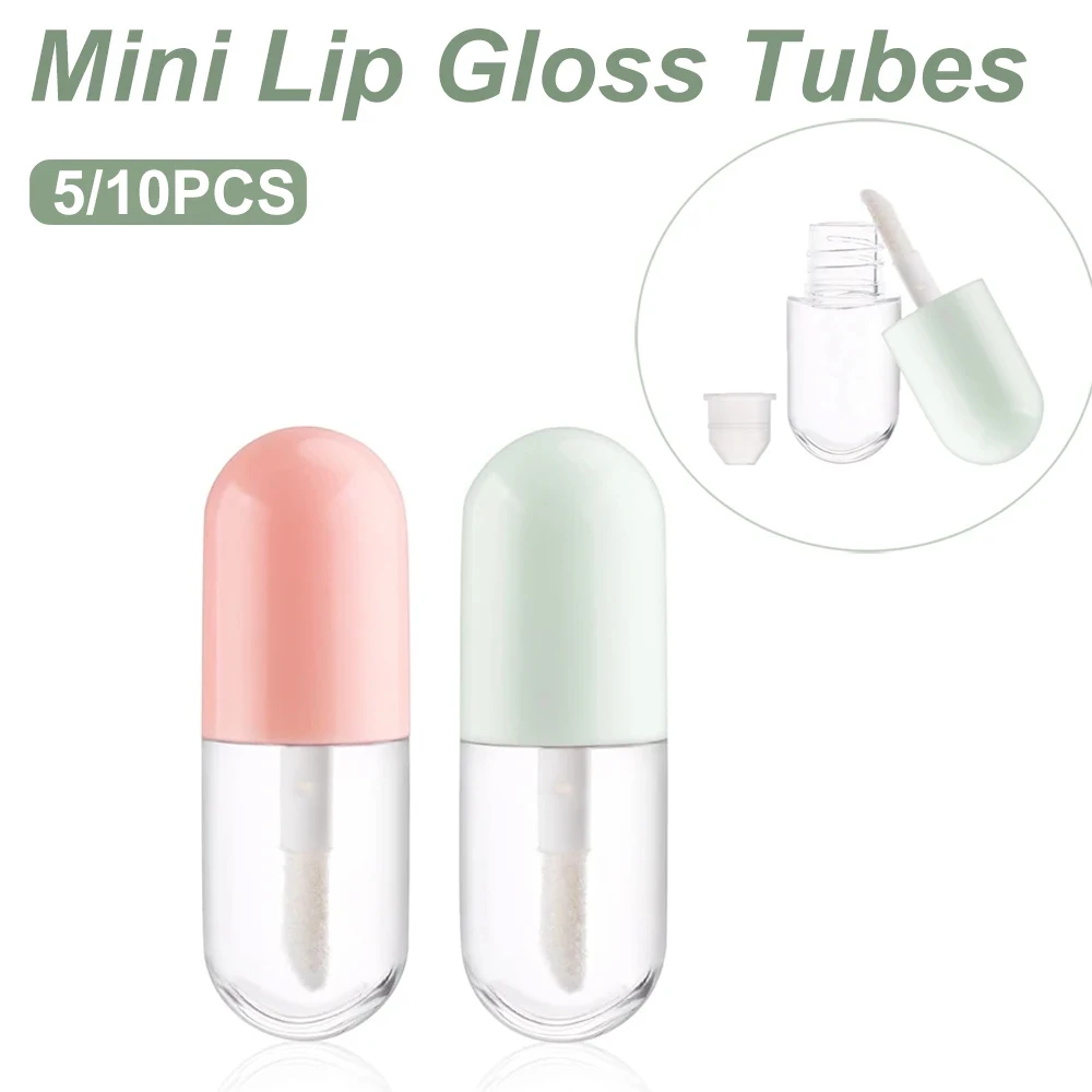 5/10 Uds 5ml Mini tubos de brillo de labios de plástico transparente cápsula vacía portátil en forma de botella de bálsamo labial contenedores para cosméticos DIY