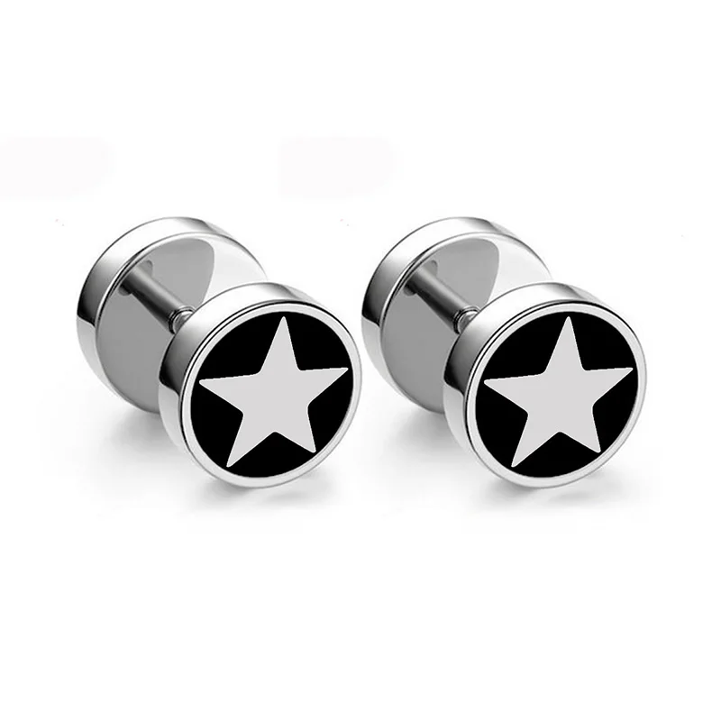 2Pcs/1pair Stainless Steel Barbell Dumbbell Studs Earrings for Men Women New Pop Punk Gothic Earings Fashion Ear Jewelry