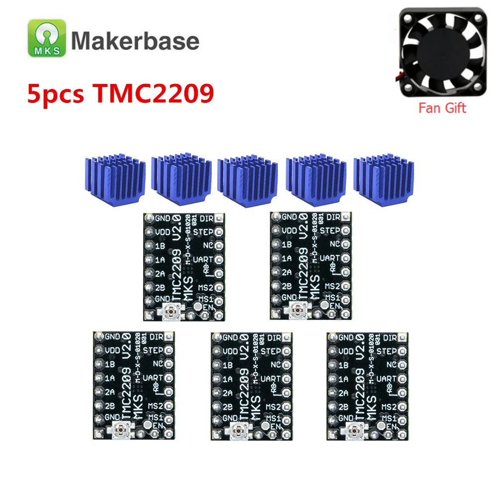 Sterownik sterownika krokowego TMC2209 Płyta sterownika krokowego silnika TMC 2209 Drukarka 3D Steptick Moduł bezdomowy do silnika Nema 17