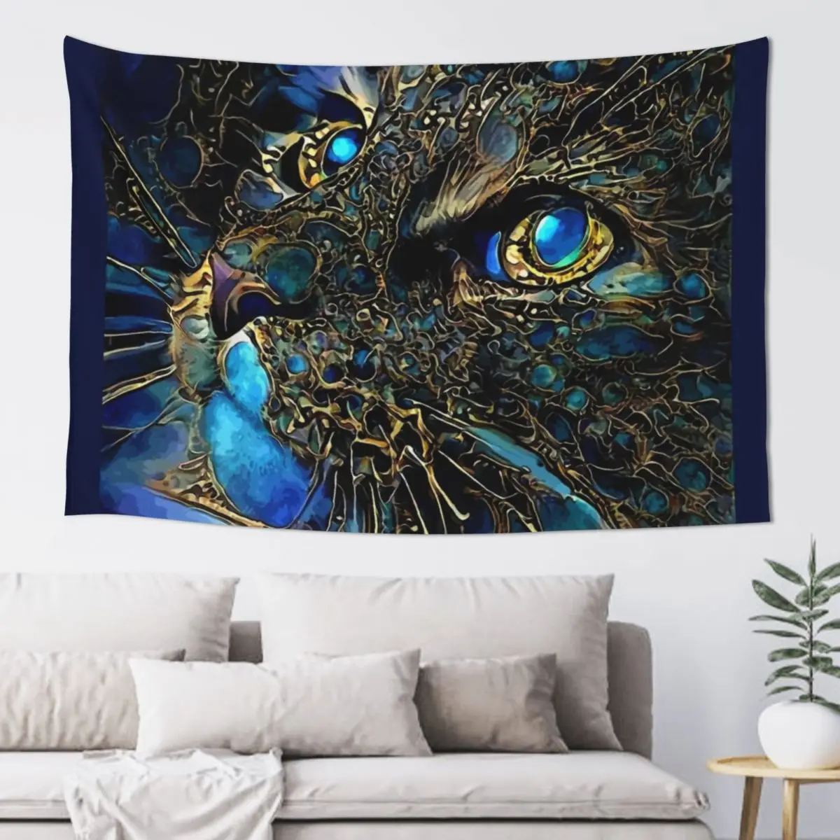 Cat jewell -cat, chat, cat, lea roche paintings Tapestry Home Decorators Home Decoration Accessories Tapestry