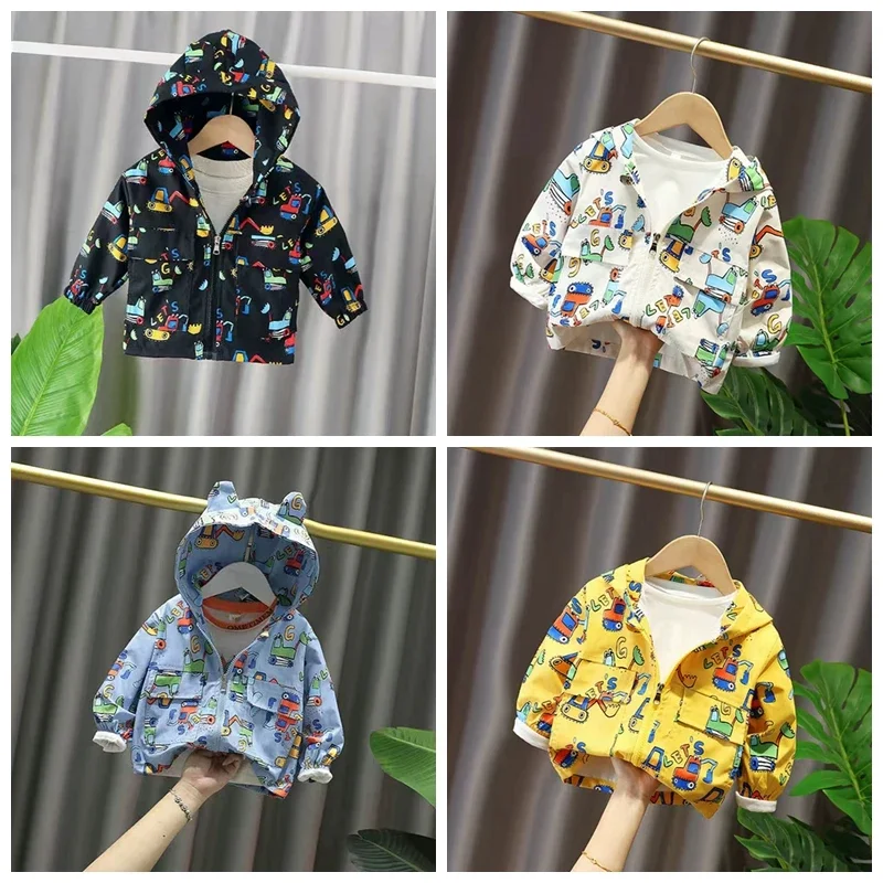 Hoodie Jacket Coat Spring Autumn Girls Coat Cartoon Print Top Children Kids Clothes Toddler Boys Sweatshirts Baby Outwear Outfit