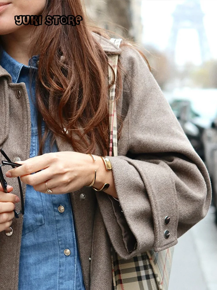 

Casual Solid Lapel pocket Coat Women Loose Single Breasted Full Sleeve office Female Jacket 2025 Autumn Fashion Lady Outwear