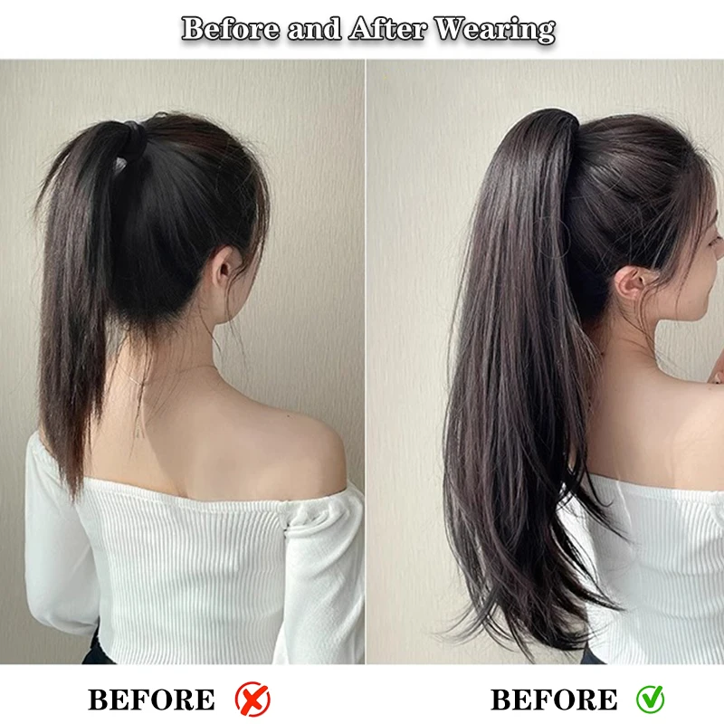 MSTN Synthetic Long Wavy Straight Ponytail Claw Clip Hair Extensions Ladies Ponytail Extensions Ponytail Hair Accessories