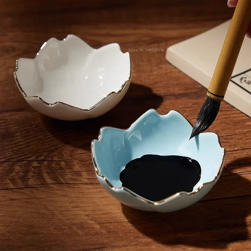 Ceramic Multi-functional Color Palette Chinese Painting Ink Ceramic Pen Decoration Beginners Writing Brush Painting Creation