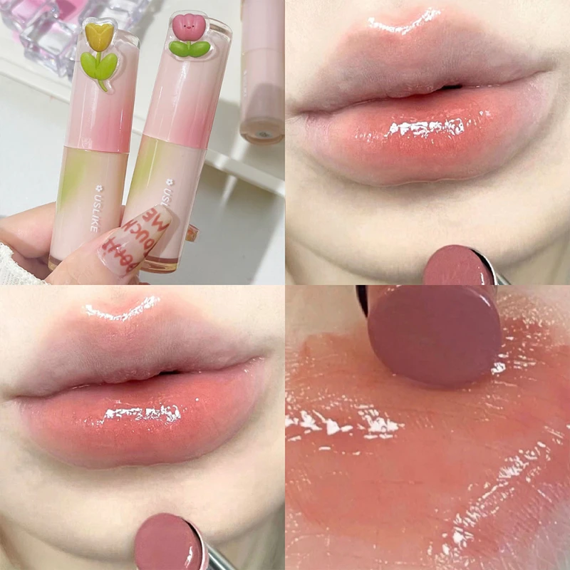 Wasser Licht Spiegel Lippenstift Stift Wasserdicht Dauerhafte Glas Gelee Lip Tint Natürliche Feuchtigkeitsspendende Nicht-stick Tasse Lip Glasur Make-Up