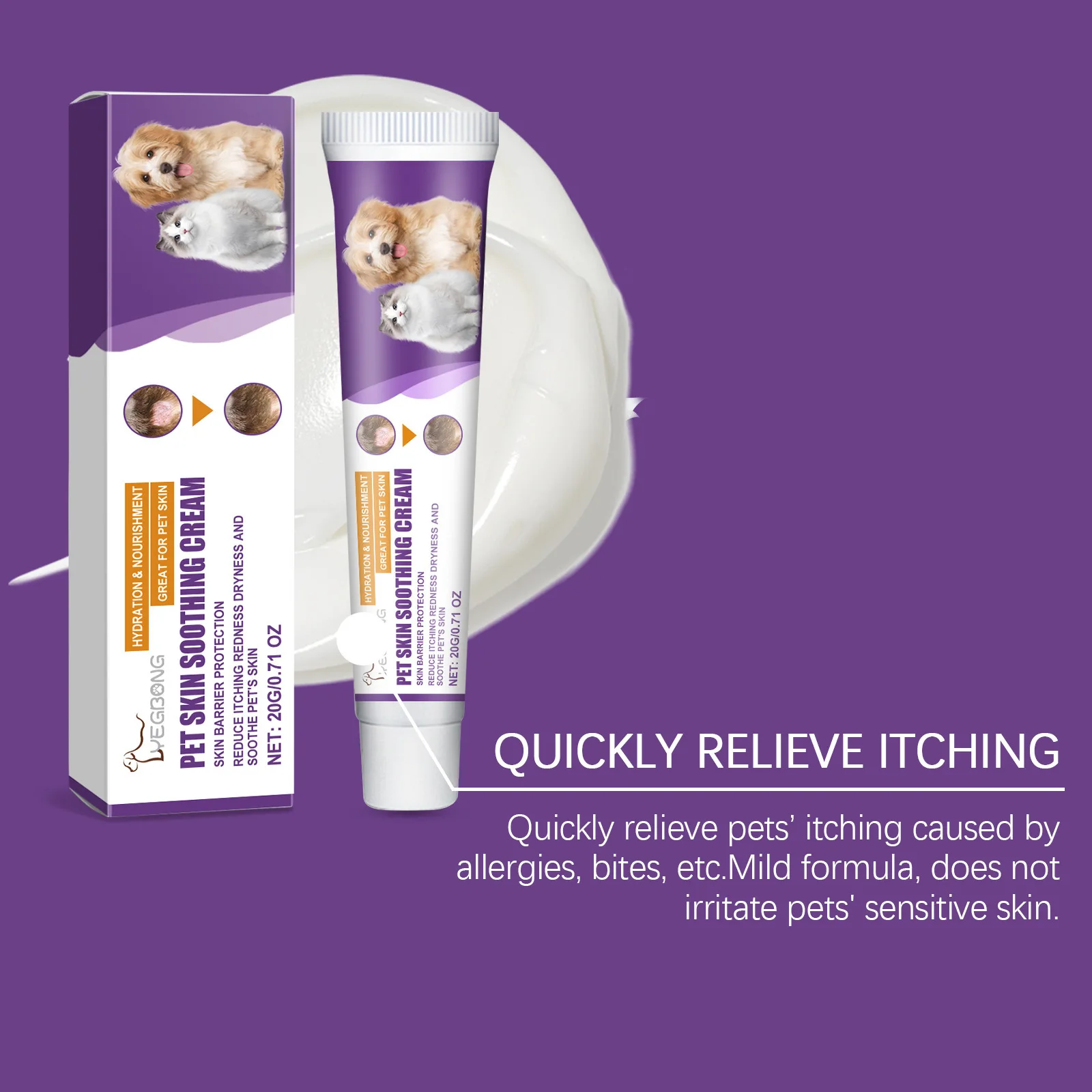 EELJOY Haustier-Hautpflegecreme für Hunde und Katzen, trockene, juckende Haut, lindert beruhigenden Balsam, Anti-Juckreiz-Lotion, Allergie-Behandlung, Pfotenreparatur – Detail 11