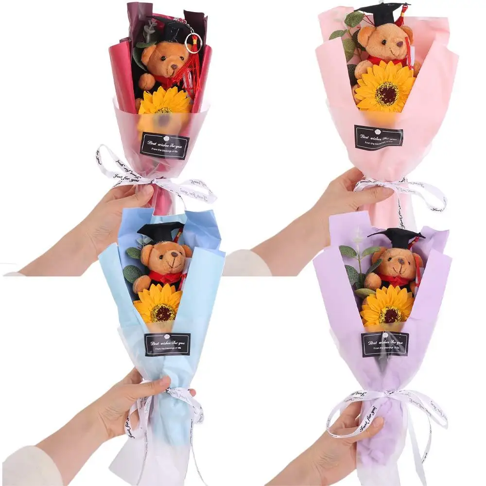 

Bouquet Decoration Graduation Bear Bouquet Plush Bear Lovely Bear Plush Bouquet Elegant Cartoon Doctoral Bear Toy