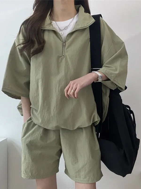 Conjunto de ropa deportiva informal a la moda, conjunto de dos piezas de plones cortos de pierna ancha con capucha y crem...