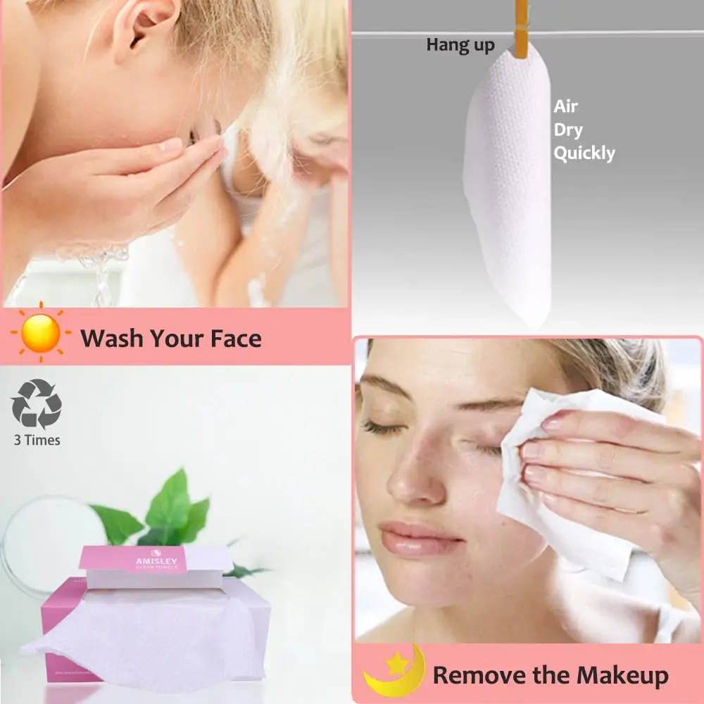 Disposable Face Cleaning Towel, Non-Woven Fabric Makeup Cotton Dry Wipes Paper for Facial Nose Skin Cleaning