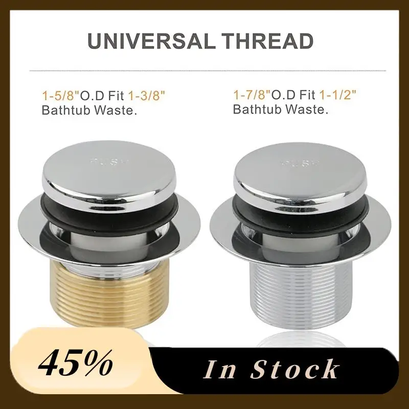 A60Z Top Chrome Tip Toe Bathtub Tub Drain Conversion Kit Assembly, Tub Drain Trim Kit With Two Hole Overflow Faceplate