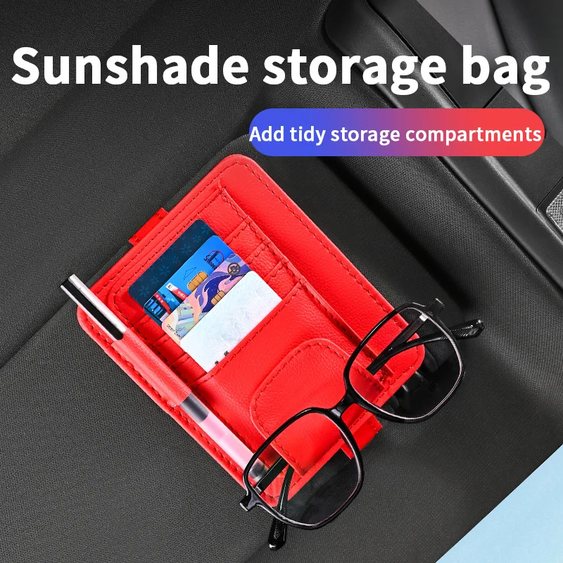 Car Sun Visor Organizer Multi-Pocket Business Card Storage Management Sunglasses Holder Visor Accessories Auto Interior
