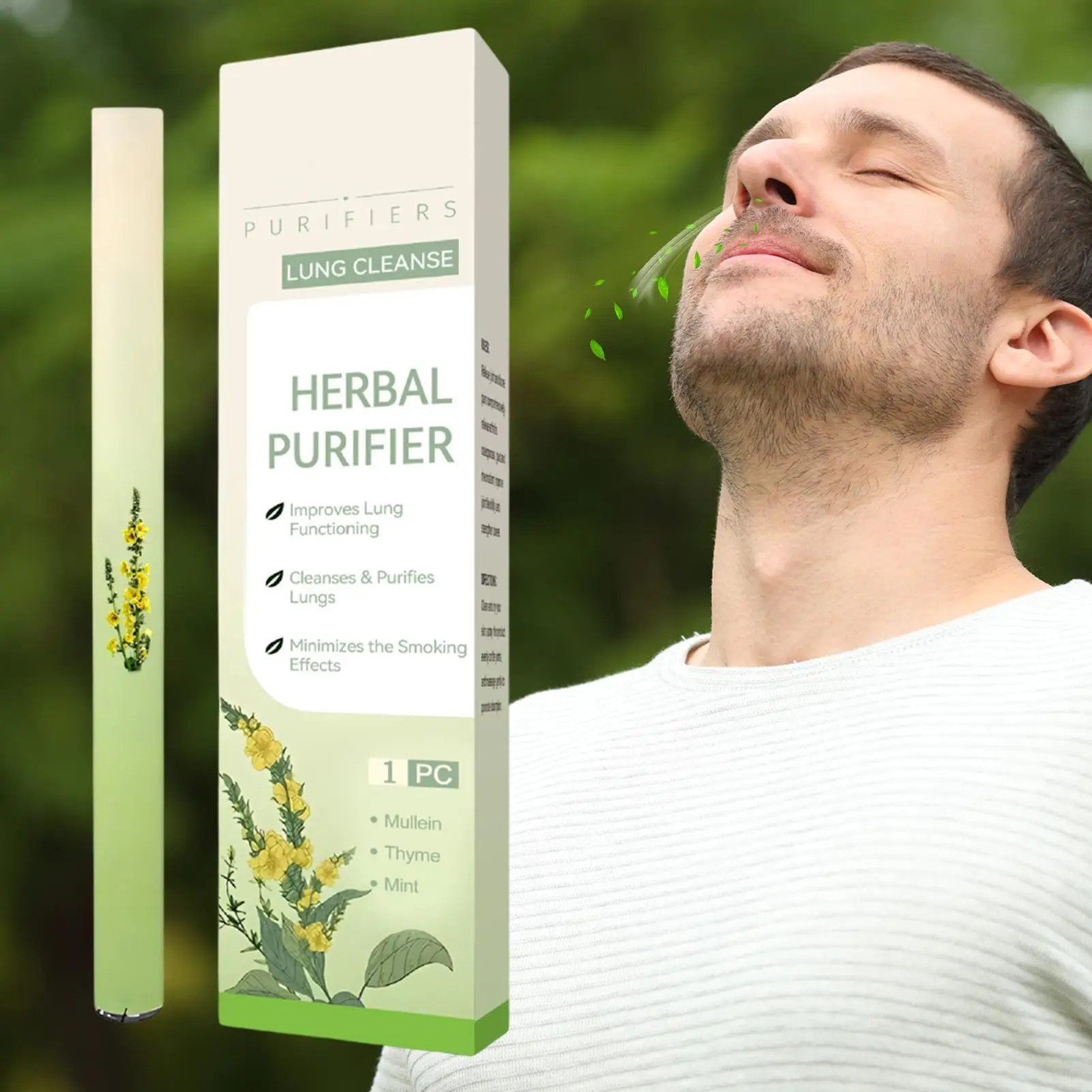 Inhalateur de nettoyage des poumons, à base de plantes, inhalateur Nasal, désodorisant naturel, diffuseur apaisant, nettoie la cavité nasale des poumons