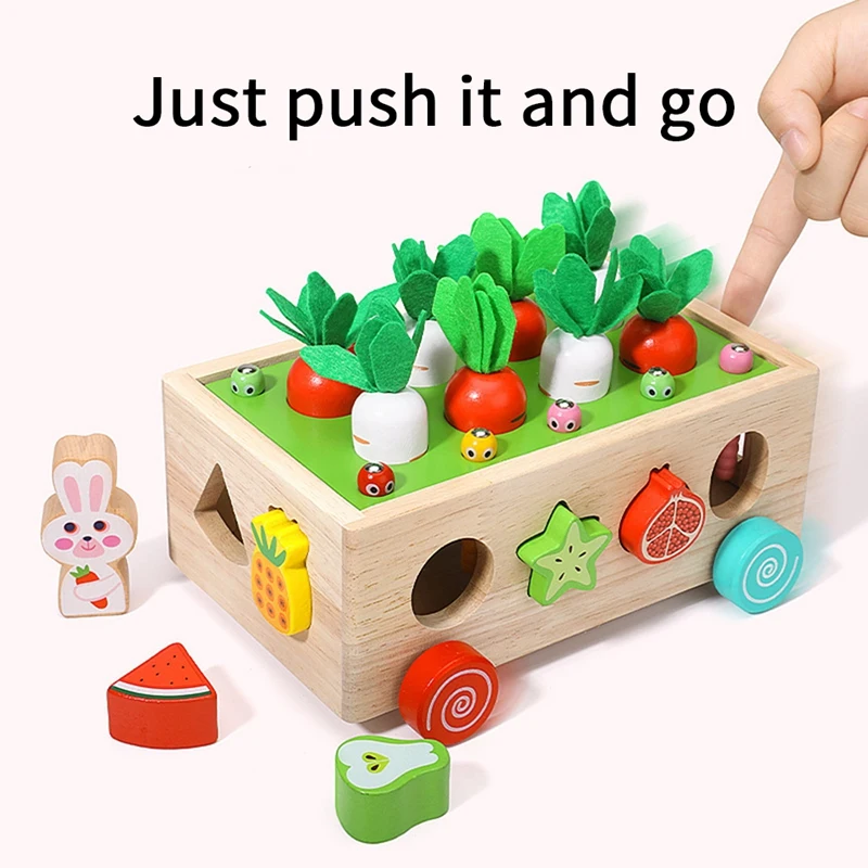 Carrot Plug-In Game Gift Wooden Toy Sorting Game Wooden Puzzle Carrot Harvest Durable