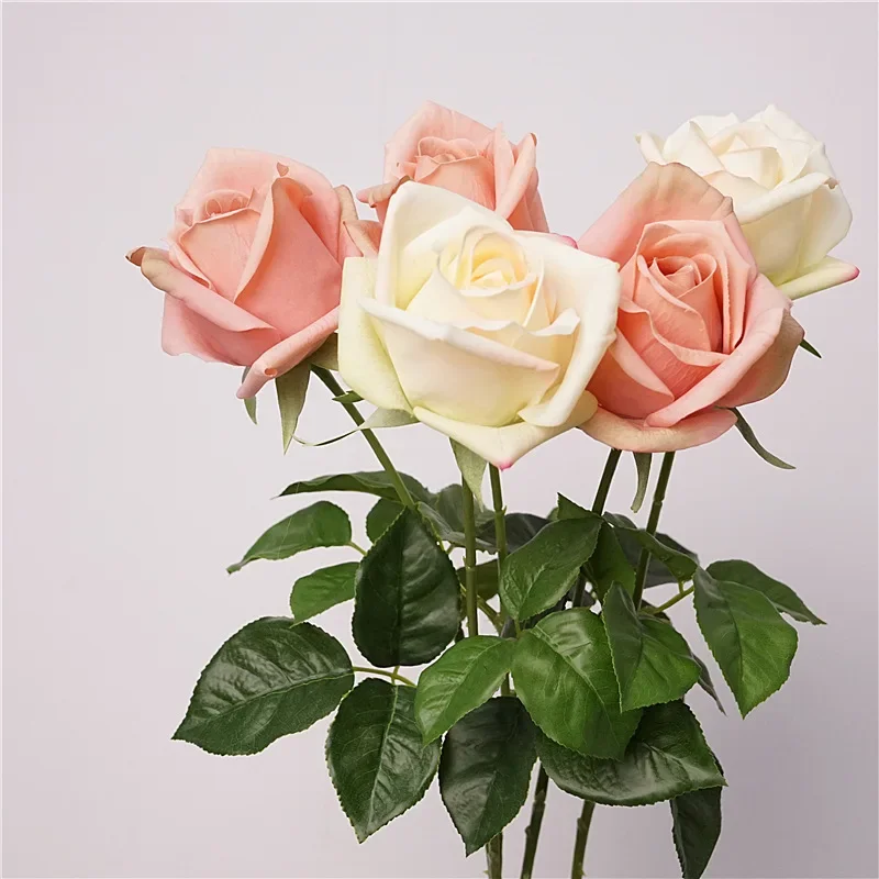 Artificial Gemini Roses Branches Real Touch Fake Flowers Hotel Decorative Simulation Flower Pink White Rose Garden Decoration