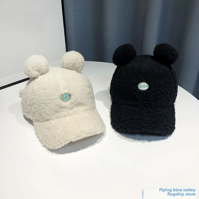 

Зимняя бейсболка с меховой подкладкой из овчины, очень милая, с ушками, теплая, универсальная, женская, стильная, спортивная кепка