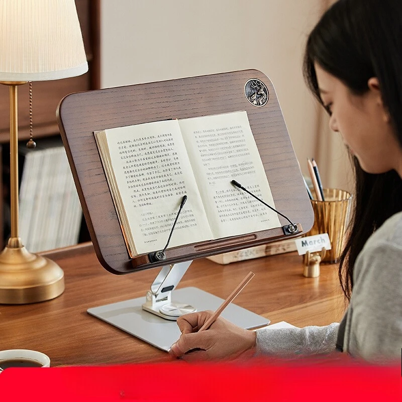 

Multifunctional reading stand Book support frame Reading bracket Aluminum alloy book holder Wood