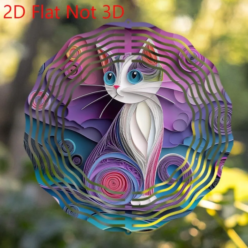 

2D Металлическая ветряная скульптура-кошка - Устойчивая к непогоде подвесная декоративная фигурка для сада, уличный декор в стиле бохо