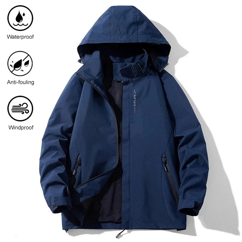 

Men's Outdoor Jacket Hooded Zipper Windbreaker Waterproof Coat Slim Fit Climbing Hiking Winbreak Spring Autumn Fashion Clothing