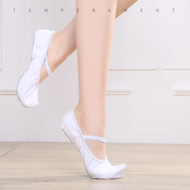 Quality Danvas Cowhide Leather Soles White Classical Ballet Dance Indoor Practice Yoga Gogo Korean Dance Shoes for Woman Man