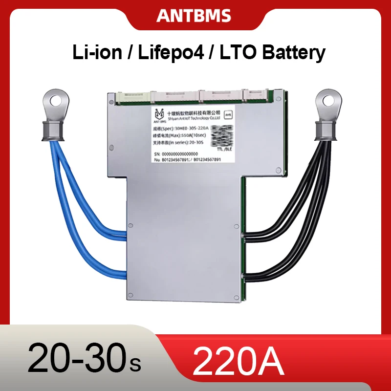 ANT SMART 20-30S 220A 72-96V BMS With bt app Overcharge/Discharge Protection Cell Balancing for Li-ion DIY Powerwall Golf Cart