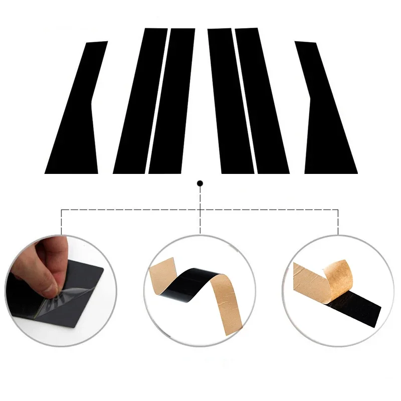 6pcs/set For Jeep Cherokee KL 2014-2018 2019 2020 2021 2023 Glossy Black Car Door Window Pillar Center Post Trim Stickers Parts view 5