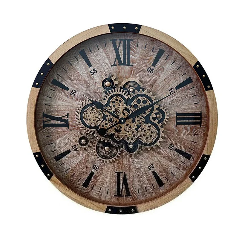 Vintage Wall Clock Wooden Luxury Wall Watches Living Room Decoration Clocks Large Bedroom Watch Elegant Aesthetic Home Decor