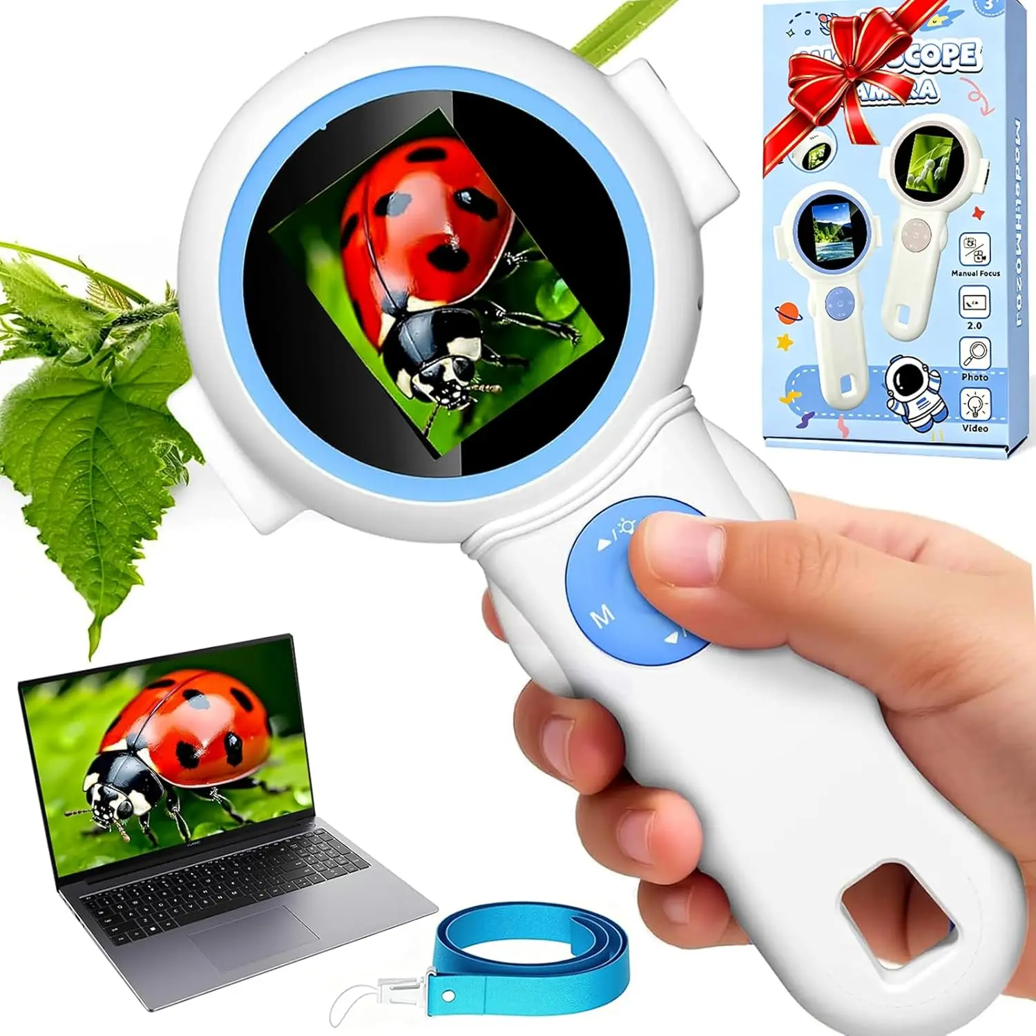 MicroCam pour enfants 2,0 pouces, exploration de la nature, cadeau scientifique pour les garçons et les filles de 3 à 10 ans, appareil photo portable pour enfants, jouets, microscope