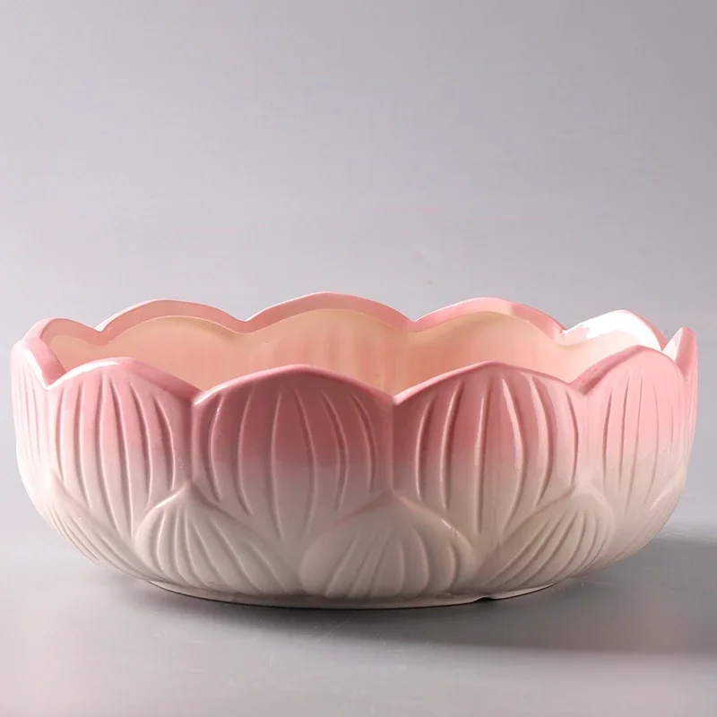 Ceramic flowerpot Narcissus flower pot Bottom without holes Water lily ceramic bowl Hydroponic vessels 1pcs Home decoration