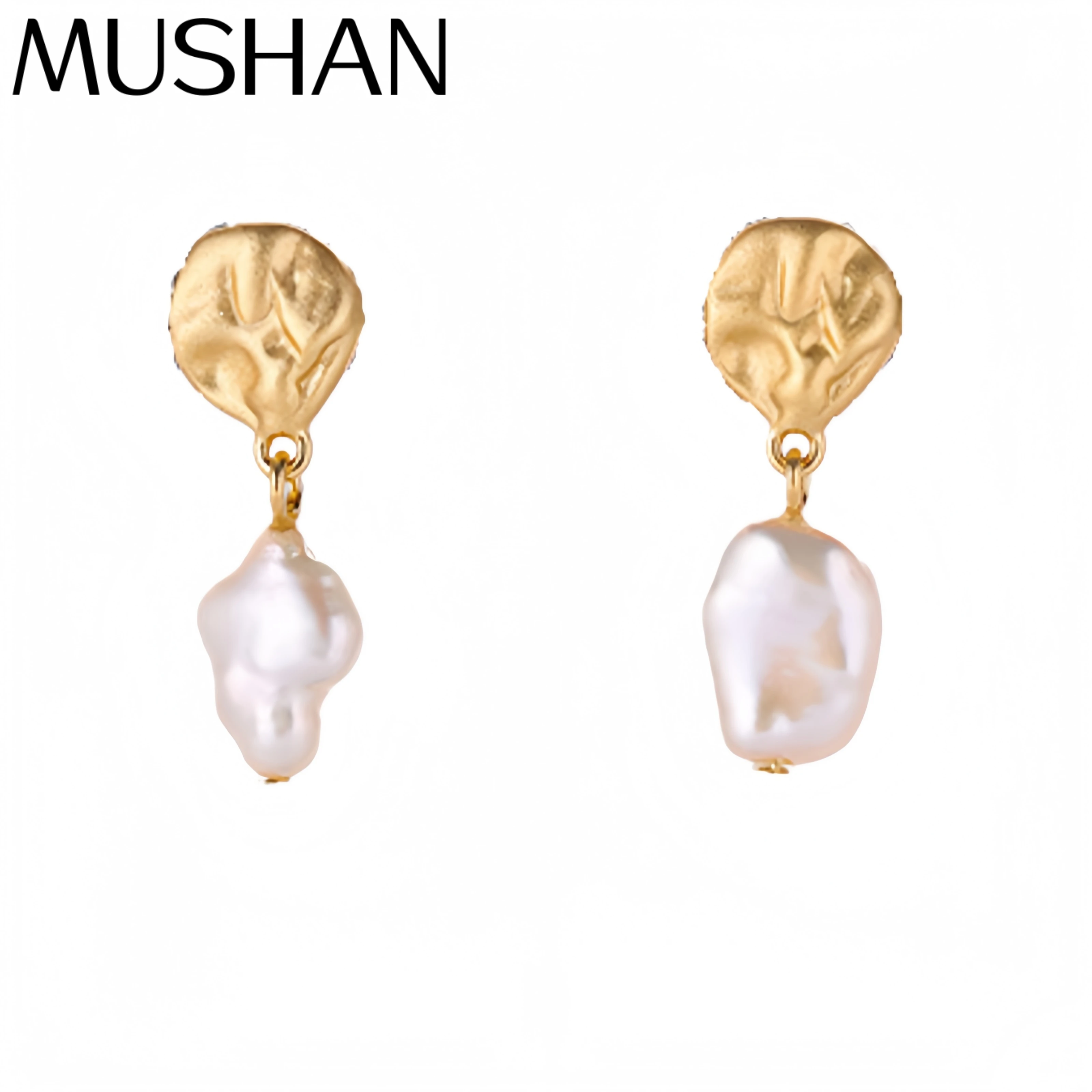 

MuShan Luxury Brand Natural Baroque Pearl Drop Earrings 18K Gold Plated 925 Sterling Silver Pendant Earrings Jewelry