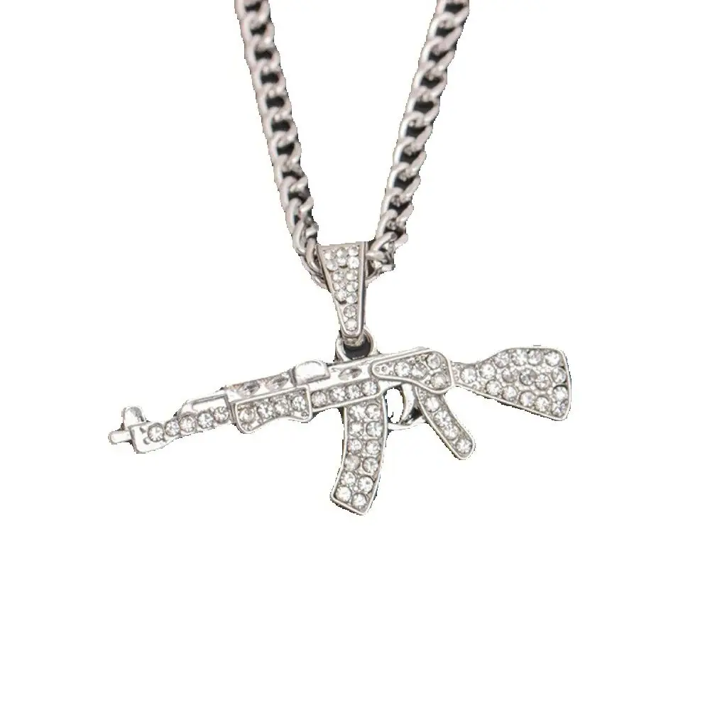 Fashionable and cool creative AK47 gun pendant necklace hip hop party small beads jewelry men and women pendant accessories