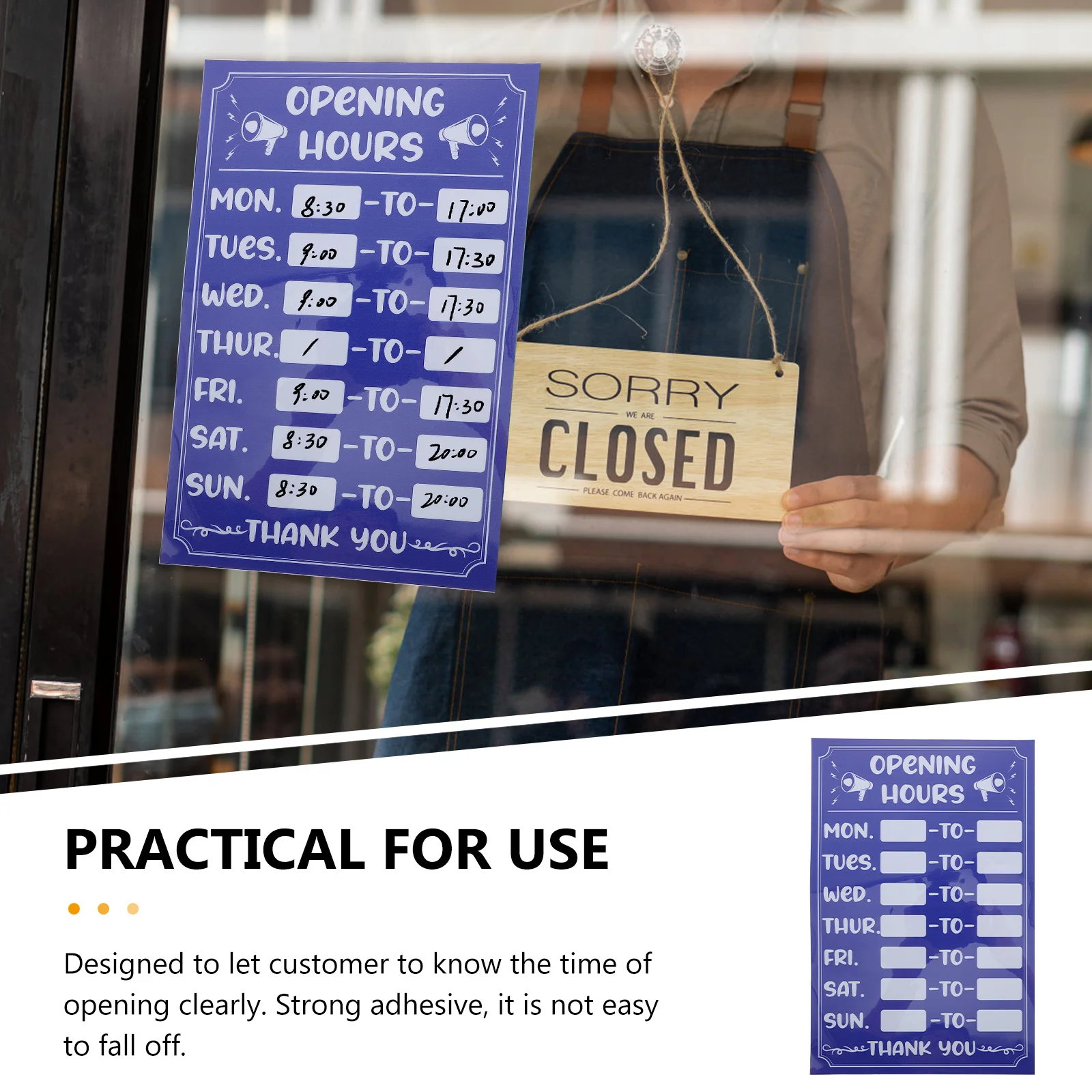 Horas de negócios sinal pvc material regravável auto-adesivo abertura horas adesivos à prova de sol oilproof para lojas restaurantes bancos