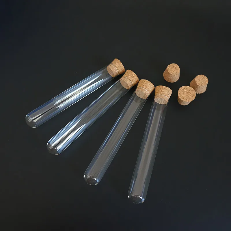 24Pcs/Pack Lab 15x100mm Clear Round Bottom Glass Test Tubes with Cork for Laboratory Experiment