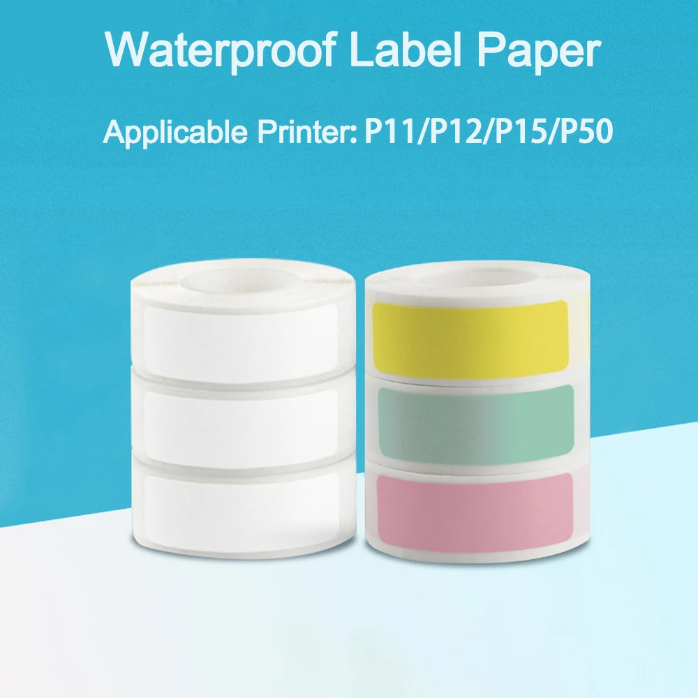 P11/P12/P15 Lable Paper Waterproof mini Thermal Sticker White Price Storage/Tag Colorful/Transparent Label