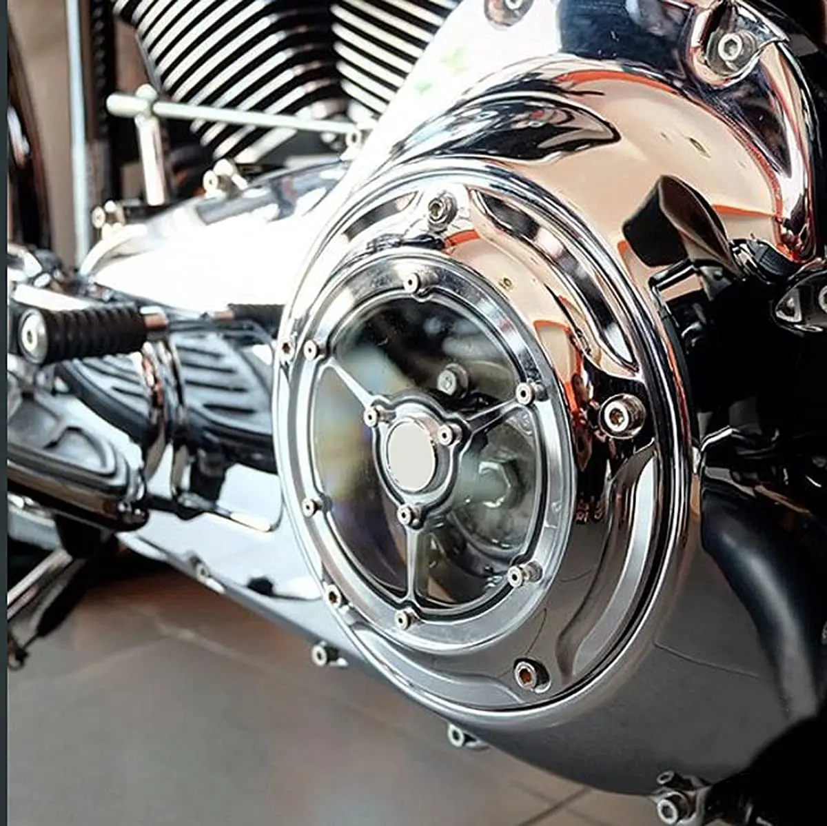 5 Hole Derby Cover Engine Side Trim for Haley Big Twin Dyna 1999-2017 Softail 1999-2018 Touring 1999- 2015