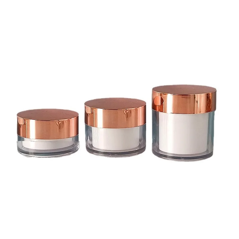 20Pcs Skincare Face Cream Jars Double Layers PS 20G 30G 50G Empty Pots Silver Cap Rose Gold Lid Plastic Containers For Cosmetics