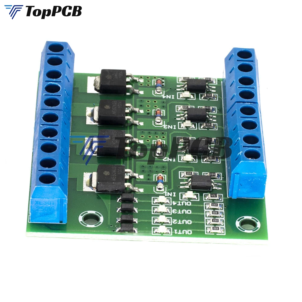 4-Channel MOS PLC Amplifier Board Driver Module PWM 3-20V to 3.7-27V DC 10A Board Driver 4-Channel MOSFET PLC Amplifier