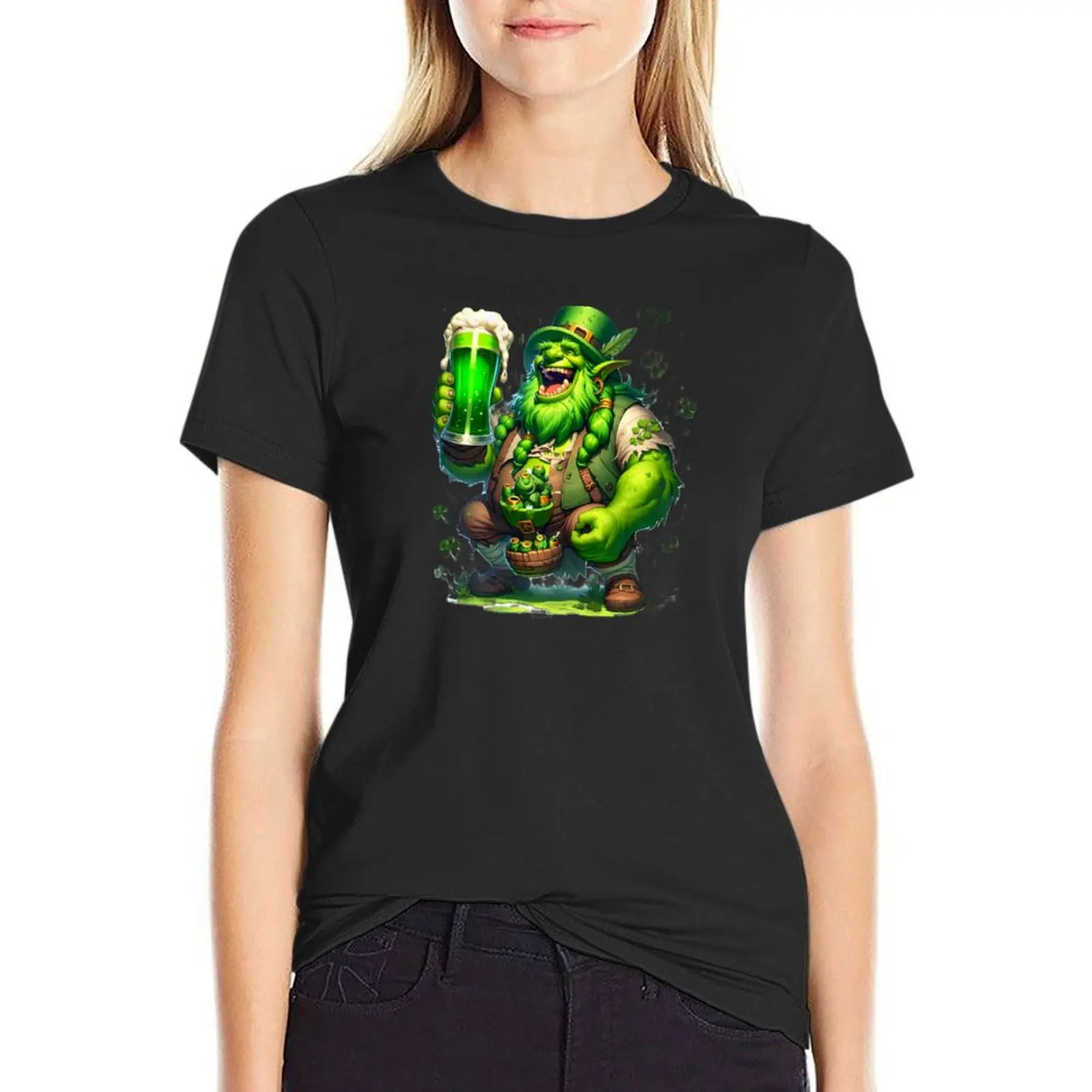 Green Shreprikon drinking beer T-Shirt aesthetic clothes oversized graphic t-shirts for Women