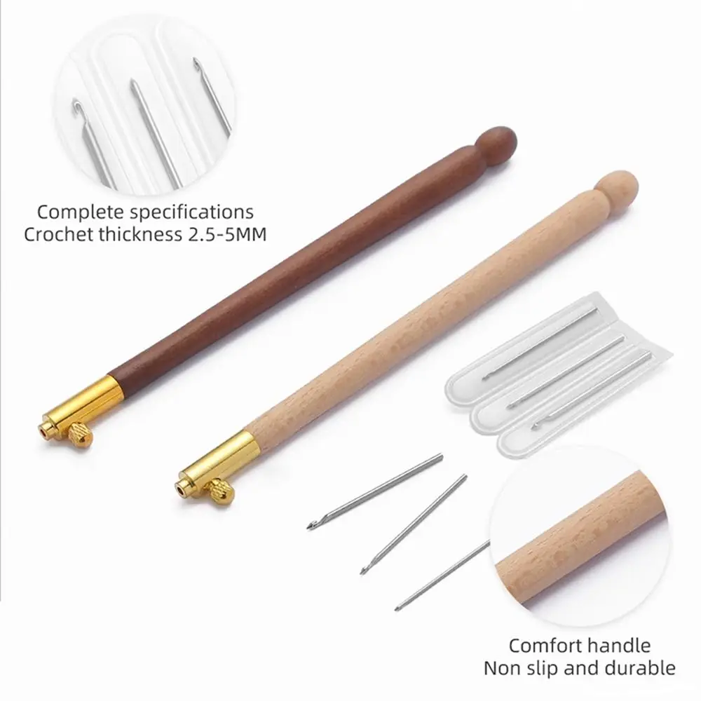 with 3 Needles Embroidery Tambour Hook Sewing Knitting Embroidery Cross Stitch Metal Pen Hooks Craft Kit French Beading Needle