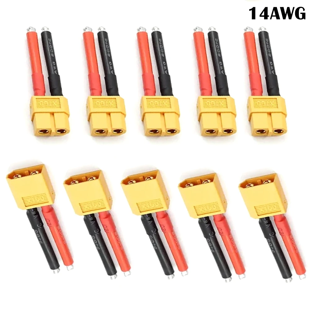 5 Pairs XT60 Male Female Connector 55mm 12AWG 14AWG Soft Silicone Wire Cable for RC Lipo Battery Drone Quadcopter
